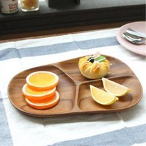 견과류 마른안주 나눔분리 3절 나무접시 젓갈 김치 회, 1개, 발바닥