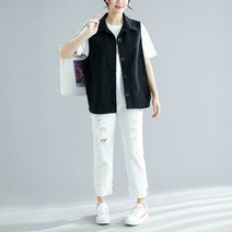 베리위시 사각 여성 카라 데님베스트