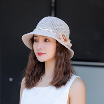 닥스썬캡 비치모자 여성썬캡 여성용 솔리드 플로피 밀짚 모자 꽃 액세서리 여름 해변 태양