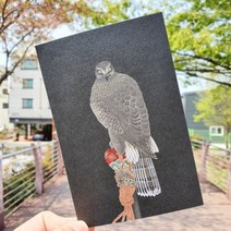 기타 바보사랑[우리일쌍]전통민화 봉 위의 매 흑색 디자인 엽서