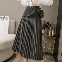 [kirahosi] TS0181 가을과 겨울 모직 플리츠 스커트 두꺼운 따뜻한 롱 스커트 주름치마