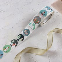 크리스마스 롤 원형 스티커 XMAS 장식 봉투 씰 선물 포장 다꾸 카드 성탄절 데코 스카이