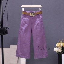 [Myshe]여성 캐주얼 와이드 바지 루즈핏 7부 와이드 팬츠 Nine528FEI529QFK03