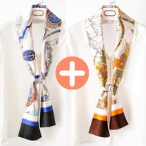 감성갤러리 트렌디 롱 타이 스카프 쁘띠스카프 헤어끈 롱스카프 트윌리 타이스카프 2P세트 S-Z018