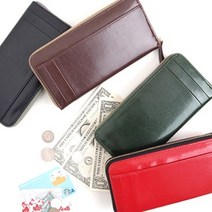 클래식 지퍼 장지갑 다크브라운