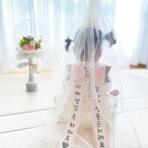 인간화환 아기화환 글씨리본 반전용돈 결혼식 기념일, 기본리본, 그레이