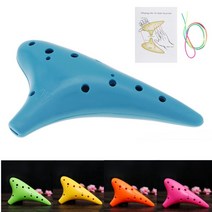 알티에리 피콜로 악기 12 홀 blue ocarina resin plastic alto c tone mini 오카리나 플루트 뮤지컬 목관 with neck strap cord, 노란색