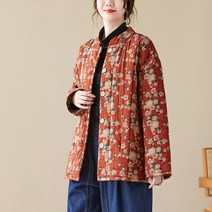 여성패딩 겨울 플라워 하이넥 패딩 루즈핏 보온 코트 집업 면 도톰 프린트 점퍼