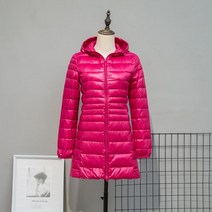 구스패딩코트 구스다운코트 S-7XL 여성 롱 자켓 울트라 라이트 후드 다운 코트 휴대용 퍼퍼 겨울 방풍 파카