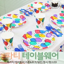 (주)파티해 파티 테이블웨어1 A - 세트 패키지 테이블보 생일소품 접시, A01_테이블패키지(6인)-풍선