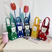 텀블러백 스타벅스 컵홀더 보온 드링크백 에코백 보냉병 캔버스 휴대용 손가방, 초록