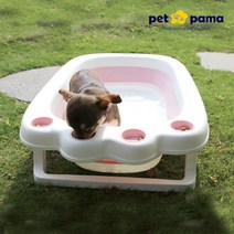 위너리스 PET PAMA 접이식 강아지 욕조/ 물온도 측정/ 동물수영장 색상택1, 온도계욕조 핑크