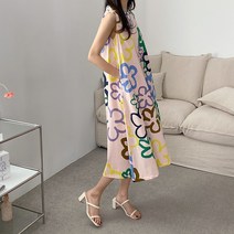 여자 귀여운 매력 해변가 패션 플라워 나시 롱원피스
