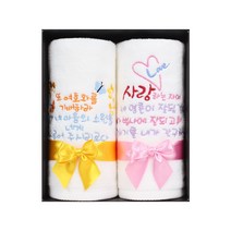 [말씀타올]플라워 성경 메세지 자수 수건 선물세트 2P, 쇼핑백추가, 고급케이스+리본