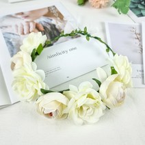 화관 꽃 셀프 웨딩, 화관D타입-화이트