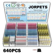 640PCS 열 수축 커넥터 방수 솔더 와이어 및 버트 크림프 커넥터전기