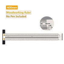 고정밀 스케일 180-400mm T 형 구멍 눈금자 목공 마킹 게이지 스테인레스 스틸 목공 측정 눈금자, 협력사, 400mm
