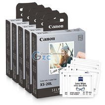 캐논 셀피 인화지 XS-20L 포토프린터 QX10 전용 용지 잉크   렌즈클리너, XS-20L(20매) 5개   크리너 10매