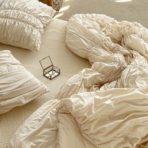 다소미아 오가닉이불 고밀도 60수 포플린 순면 셔링 플리츠 봄가을이불 베이지 Q K