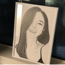 100% 수작업 초상화 A5(20cm) 연필 색연필 크리스마스 생일 친구 선물 거실인테리어 크리스마스 연말 새해 선물 - 아트버프, 2번 화이트 알미늄액자