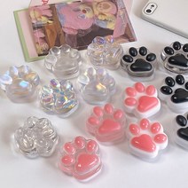 귀여운 강아지 고양이 발바닥 레진 그립톡 냥발 스마트톡, 홀로그램핑크, 유광, 후기는 안쓸래요!, 1개
