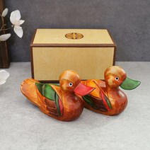 전통 행복 원앙 장식품 2P 전통장식 수공예장식 함기러기 원앙장식 함용품 신혼부부선물 결혼선물, 대사이즈, 고급한지상자