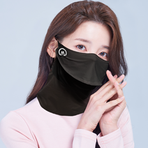 미소스 쿨 쉬폰 넥워머 골프마스크 자외선 차단 여성용, 블랙