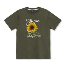 아스트로피 썬플라워 반팔 티셔츠 - 남녀공용 사계절 여름 빅사이즈 커플 단체 학생 해바라기 20수 면티 프린팅