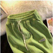 여성 융기모바지 밴딩 팬츠 융털 레깅스 가을 겨울 여성 양털 하렘 바지 루즈한 스웨트 팬츠 하이 웨이스