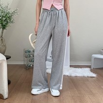 여자 사이드 배색 와이드 일자 면바지
