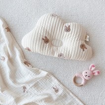 편한베게베개 신생아 수면 부드러운 코튼 자수 모양 구름 머리 보호대 쿠션, 02 rabbit