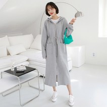 스트링 쭈리 후드 집업 원피스