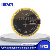 LIR2477 LIR 2477 3.6V 리튬 이온 충전식 배터리 장난감 시계 교체 CR2477 2 핀 수평 180 도 1-5 개, [01] 1PCS