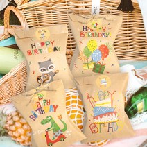 보니하우스 답례품 구디백 크라프트지 봉투 24p + 스티커 24p, Happy Birthday