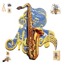 WOODBESTS 원목 직소퍼즐 색소폰 악기 나무상자 선물, M-198조각