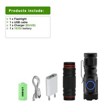 캠핑 랜턴 휴대용 led 손전등 200000 루멘 강력한 미니 usb led 방수 배터리 충전식, hd509b1, 검은 색