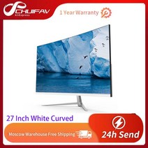 tv 모니터 노트북 서브 USB 미러링 소형 CHUIFAV27 인치 IPS 디스플레이 FHD 178 ° 넓은 관점 1920x1080 해상도 75Hz 게임용 컴퓨터 노트북용, 01 27 White Curved