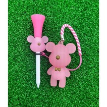[캐디천사]LED포포곰 골프티걸이+플라스틱롱티 기프트세트 / 골프악세사리 라운딩용품, LED포포곰(핑크)+플라스틱롱티