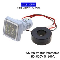 110V 220V AC 디지털 전압계 전류계 50-500V 0-100A 사각형 원형 전압 전류계 자동차 볼트 테스터 테스트 게이지 앰프 감지기 607531, White1