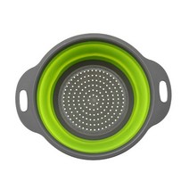 과일세척기 Fruit Vegetable Washing Machine 접이식 실리콘 드레인 바구니 야채 과일 세척 바구니 접이, 04 round-green_01 S