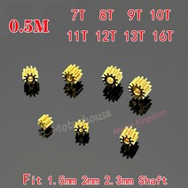 0.5M 모듈러스 7T 8T 9T 10T 11T 12T 13T 16T 톱니 금속 구리 기어 스핀들 전송 기어1mm 1.5mm 2mm 2.3mm, 06 9T 1.98mm Hole
