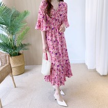 요시아나 [당일발송] 플라워 뒷리본 원피스 -2컬러