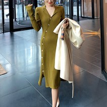 리카 크로스 버튼 카라 원피스