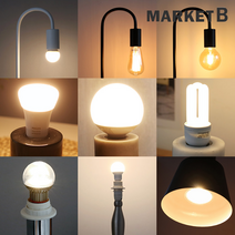 마켓비 전구 LED 스마트전구 3파장 에디슨 조명 / 다이소 이케아 백열 E14 E26 엘이디 볼 주광색 소형 3W 미니 식물 매입등, E26 LED 전구 9W, 노란색