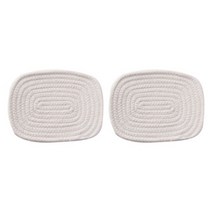 리에르 손뜨개 식탁매트 티코스터 2P 세트, 화이트, 20 x 15cm