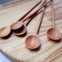 홈카페 나무 우드 원목 롱 티스푼 스푼 수저 머들러, 1+1개