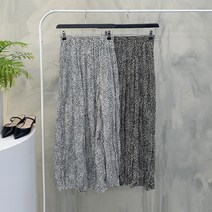 행복여[신상무배]미니 레오파드 허리 밴딩 링클 롱 스커트