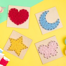 [클릭해바] 스트링 아트 만들기 체험활동 민화 실 공예 나무 DIY 돌봄 행사 유치원 꾸미기 교재 어린이 세트 재료 키트, 스트링아트(별)+스티커