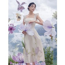 여성 하객원피스 롱원피스 여름 꽃 베트남어 틈새 디자이너 브랜드 정 드레스 입