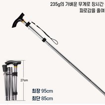SPORTS 등산 폴딩 경량 접이식 등산스틱 지팡이 235g, 블랙